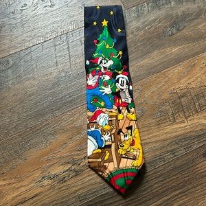 The Disney Store Donald Mikey Christmas Vintage Silk Men Neck Tie Made in Korea